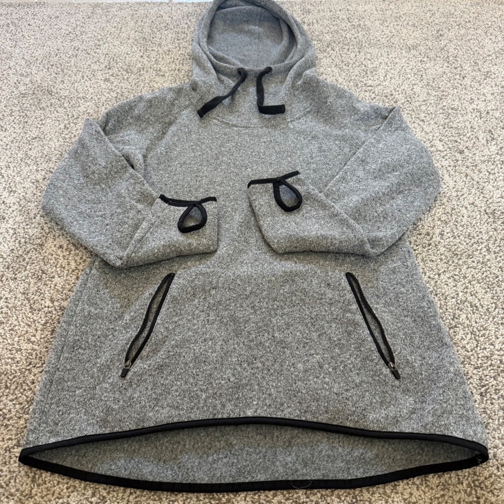 Old Navy Active Womens Gray Marled‎ Fleece Hoodie Thumbhole Pullover Size M